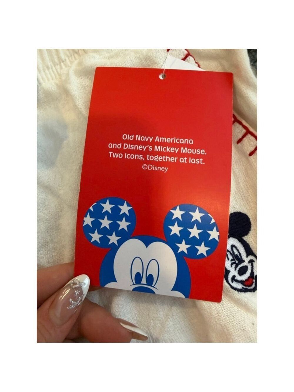 NWT Old Navy Men's Mickey Mouse Embroidered Shorts - Cream - Size L - Picture 5 of 12